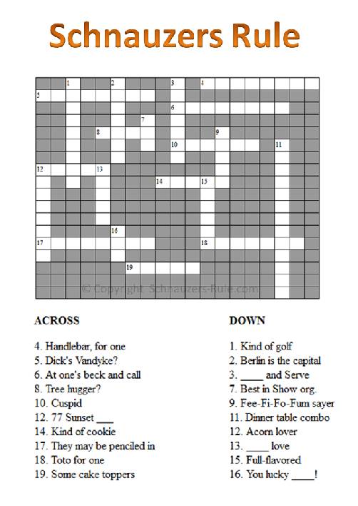 Schnauzer Crossword Puzzle