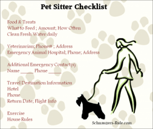 Pet Sitter Checklist